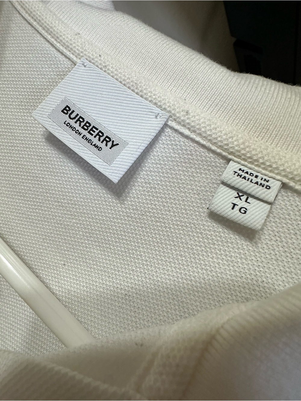 Burberry White Polo with Black TB Monogram and Red Trim - Picture 2 of 6